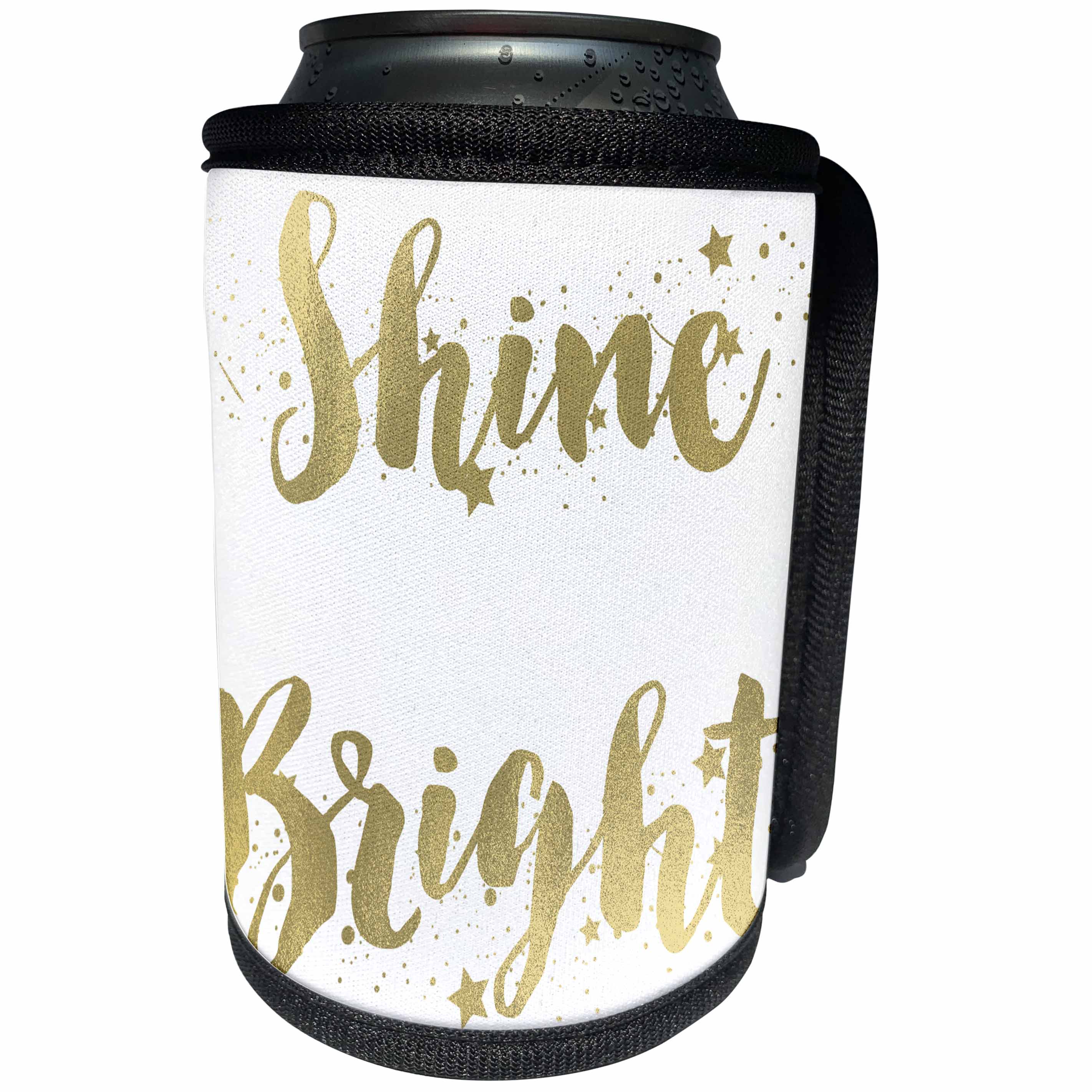 3dRose PS Inspiration - Gold Stars Shine Bright - Can Cooler Bottle Wrap (cc_265675)