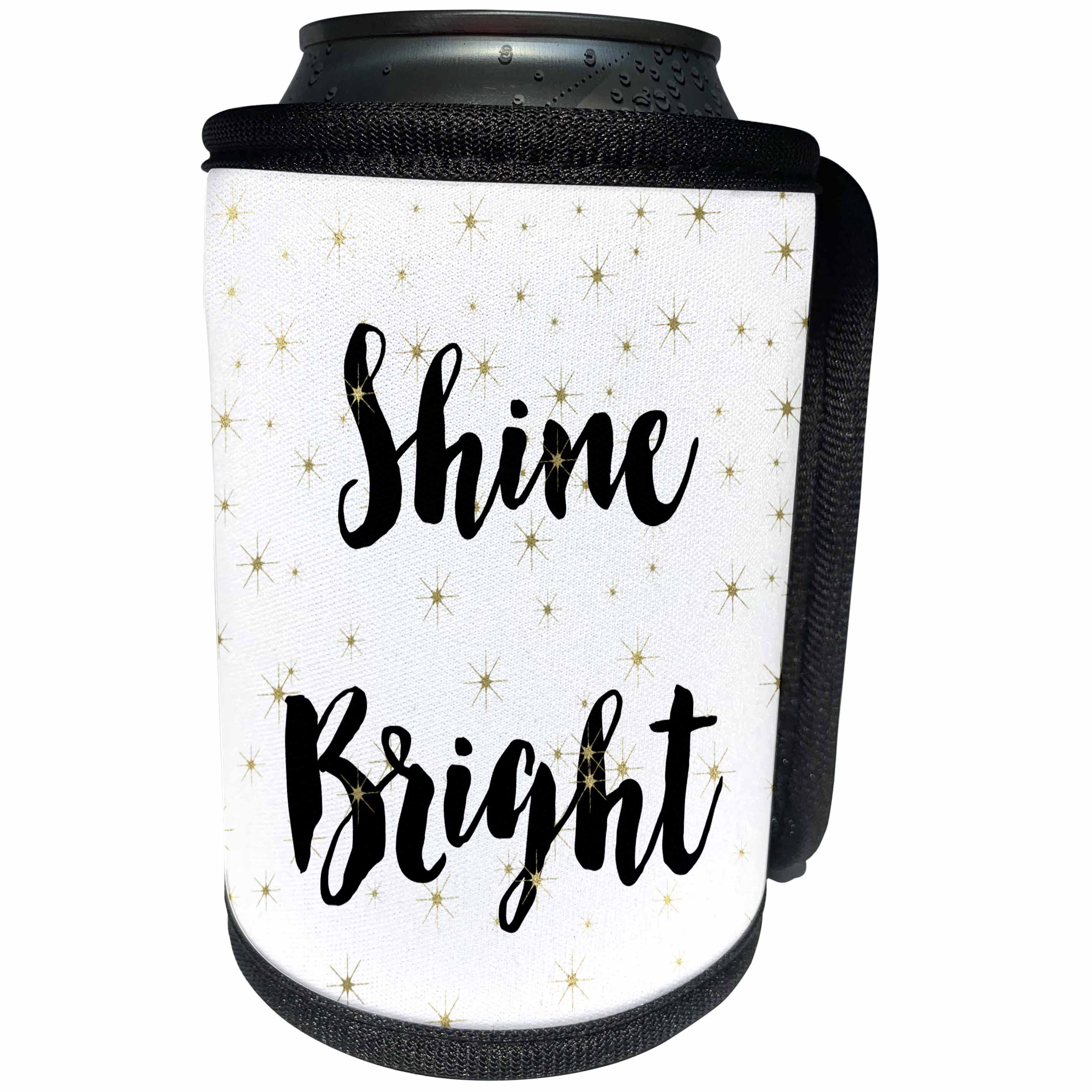 3dRose PS Chic - Gold Sparkles Shine Bright - Can Cooler Bottle Wrap (cc_265679)