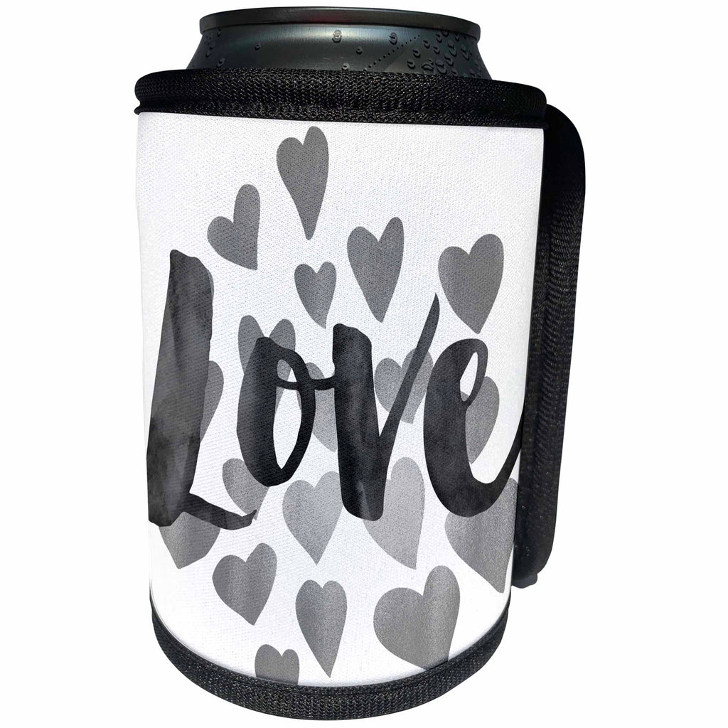 3dRose PS Inspiration - Silver Love Hearts - Can Cooler Bottle Wrap (cc_265683)