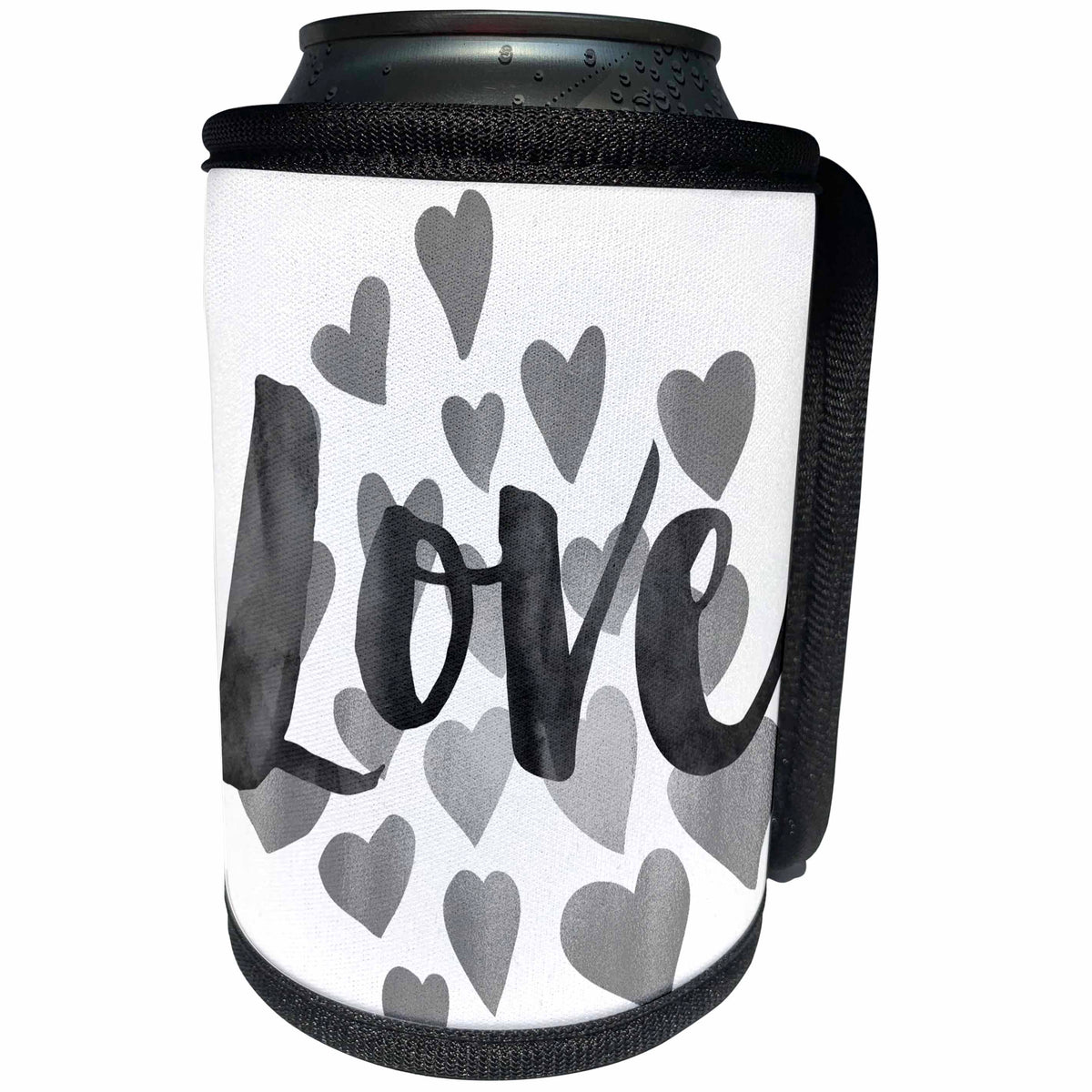 3dRose PS Inspiration - Silver Love Hearts - Can Cooler Bottle Wrap (cc_265683)