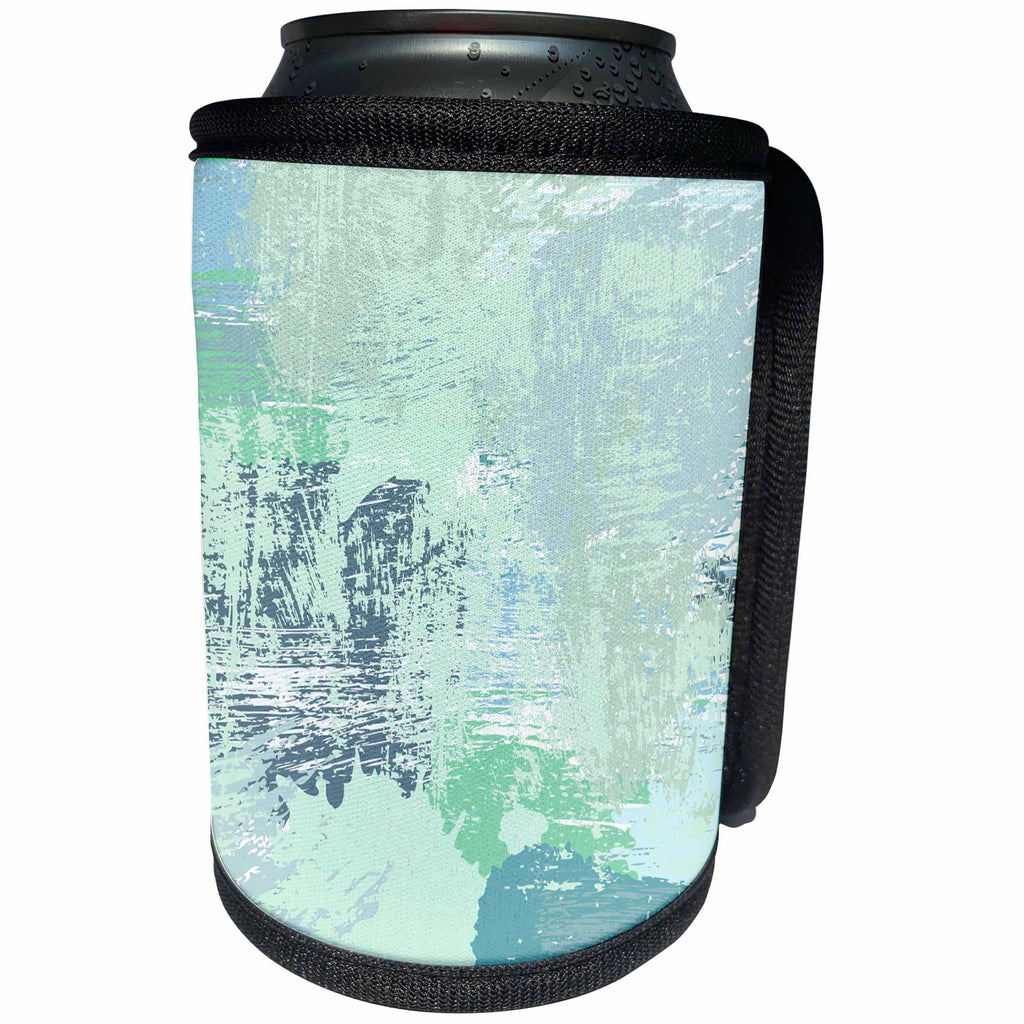 3dRose PS Abstract - Mint Grunge Abstract - Can Cooler Bottle Wrap (cc_265691)