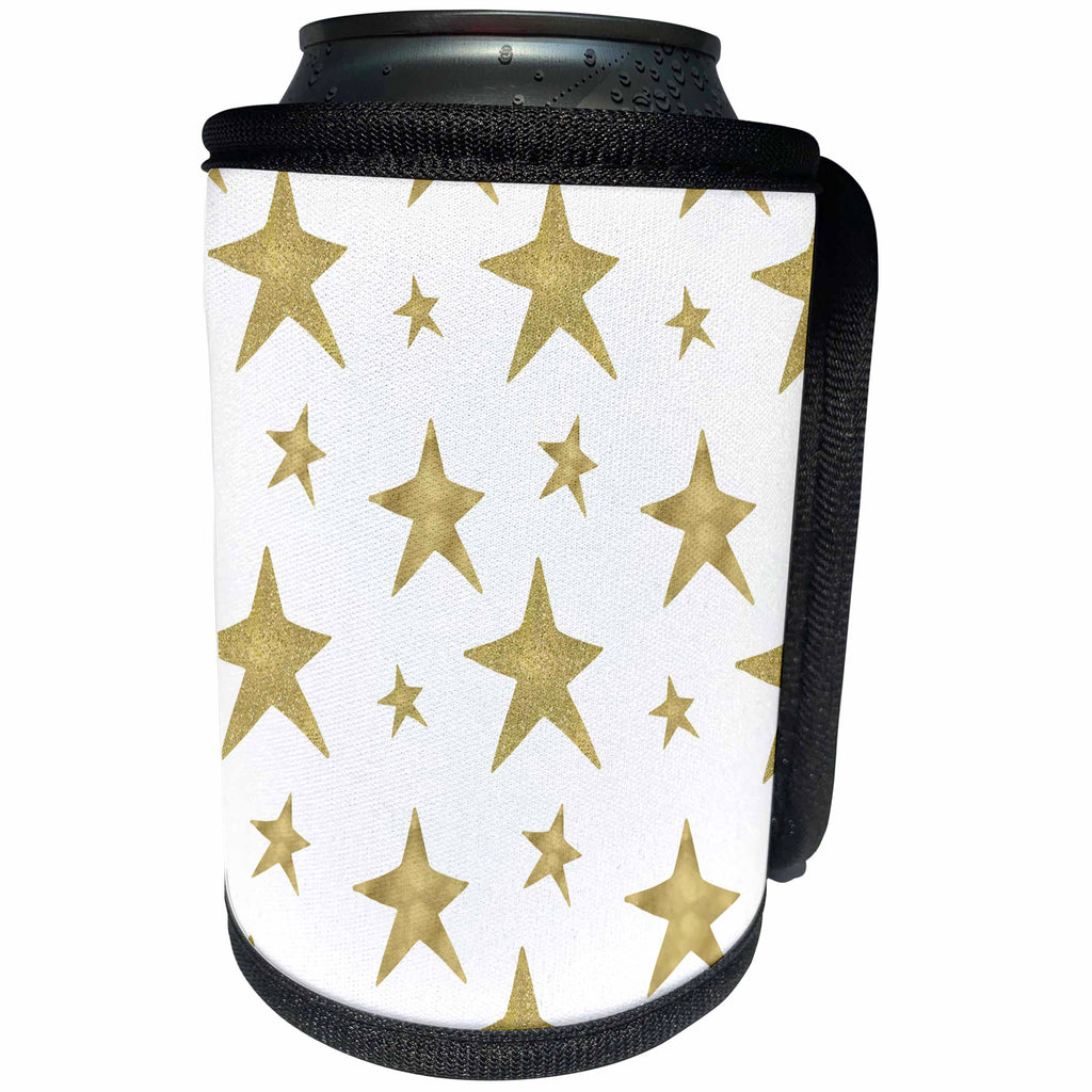 3dRose PS Chic - Chic Gold Stars - Can Cooler Bottle Wrap (cc_265692)