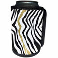 3dRose PS Animal Print - Black Gold Glam Zebra Stripes - Can Cooler Bottle Wrap (cc_265706)