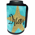 3dRose PS Inspiration - Gold Sparkle Glam Aqua Star Dream - Can Cooler Bottle Wrap (cc_265710)