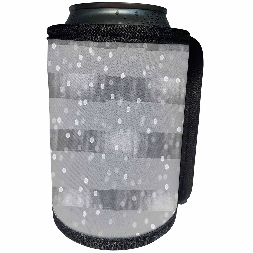 3dRose PS Chic - Silver Grey Stripes Bokeh Confetti - Can Cooler Bottle Wrap (cc_265712)
