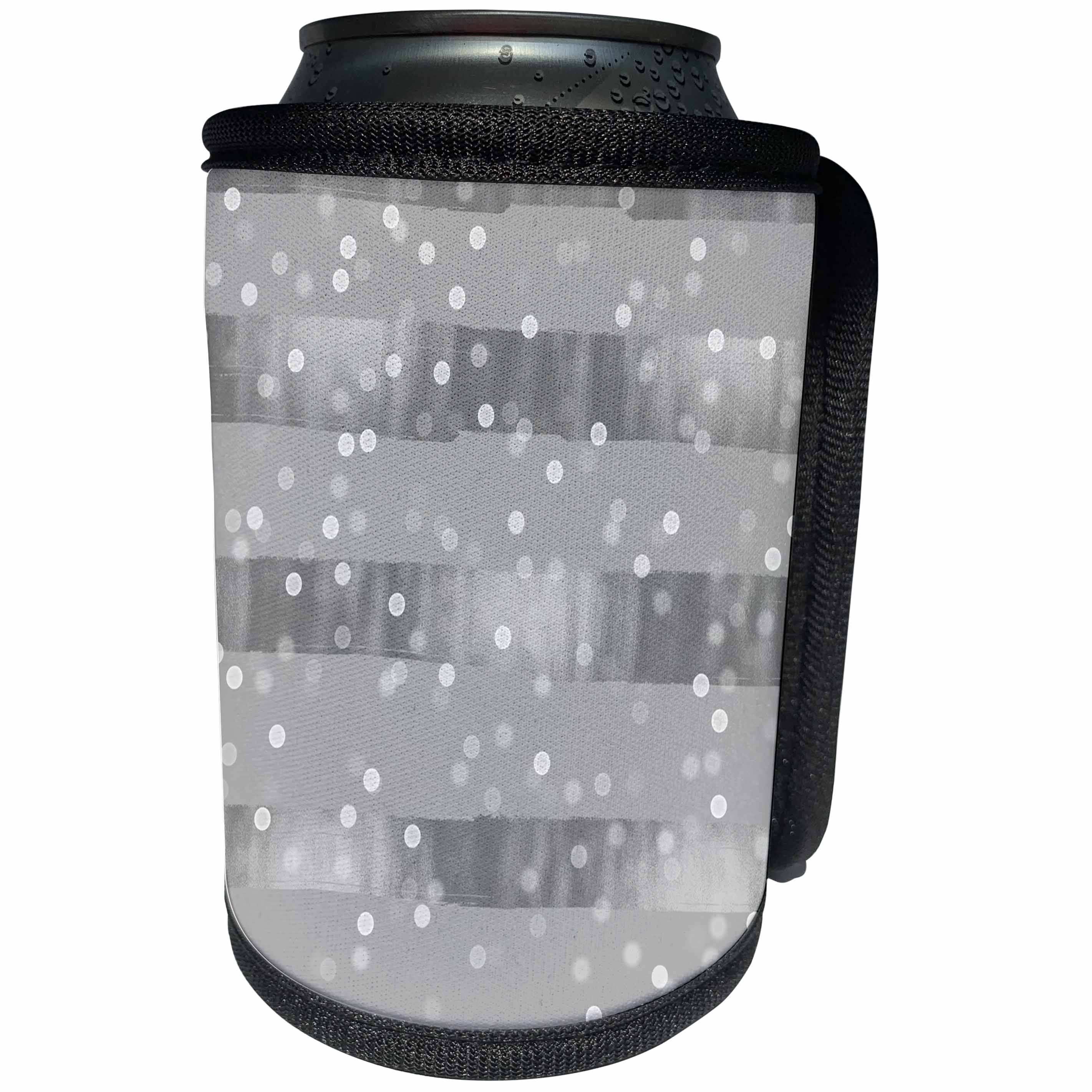 3dRose PS Chic - Silver Grey Stripes Bokeh Confetti - Can Cooler Bottle Wrap (cc_265712)