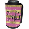 3dRose PS Inspiration - Pink Gold Stripes Confetti Sparkle - Can Cooler Bottle Wrap (cc_265716)