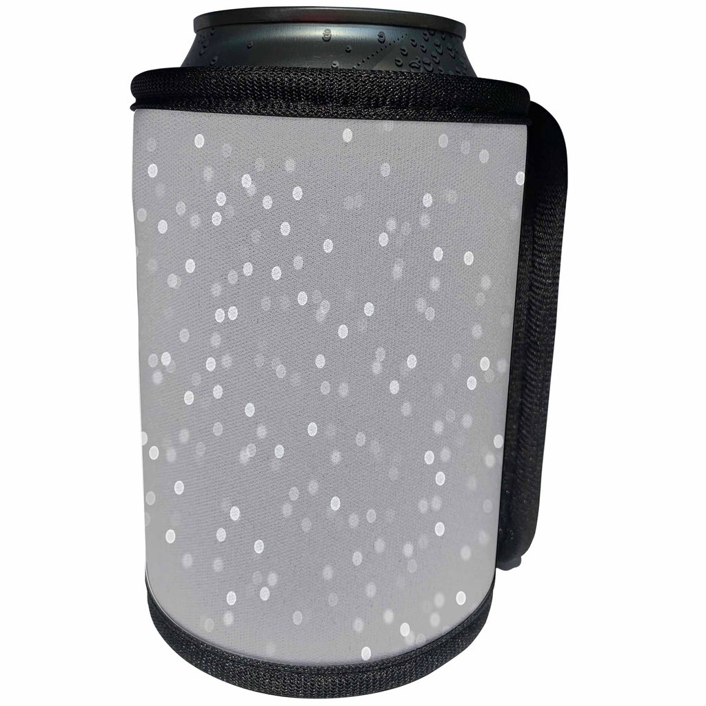 3dRose PS Chic - Grey Bokeh Confetti - Can Cooler Bottle Wrap (cc_265718)