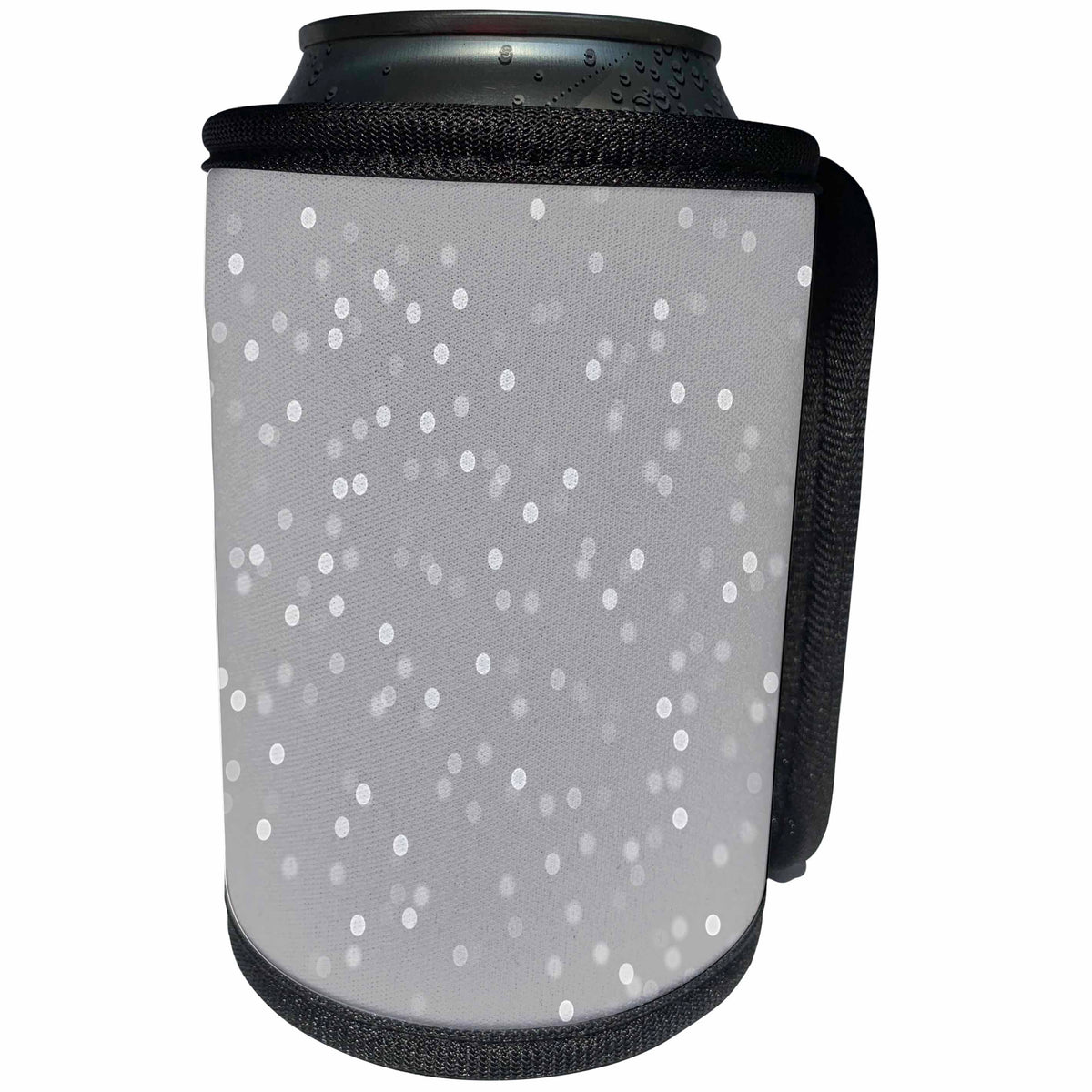 3dRose PS Chic - Grey Bokeh Confetti - Can Cooler Bottle Wrap (cc_265718)