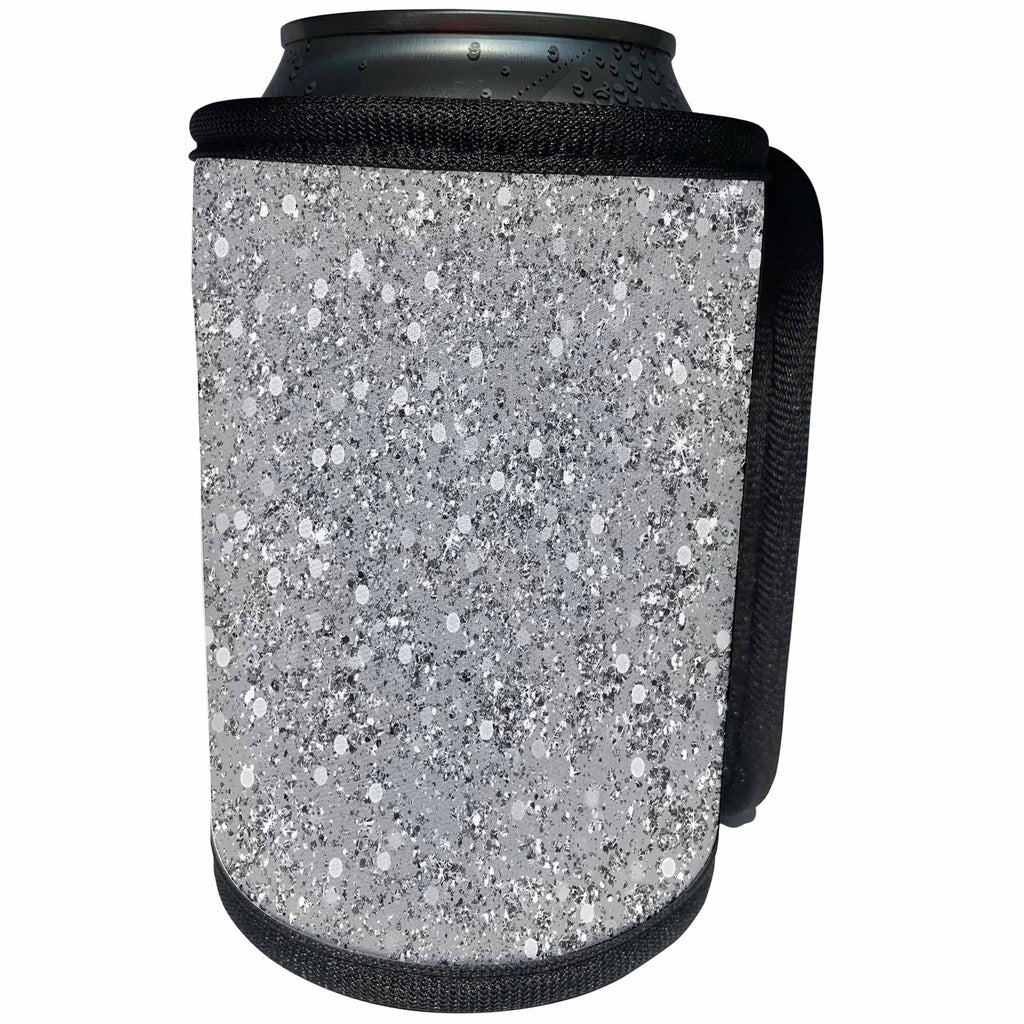 3dRose PS Chic - Grey Silver Image of Glitter Glitz - Can Cooler Bottle Wrap (cc_265720)