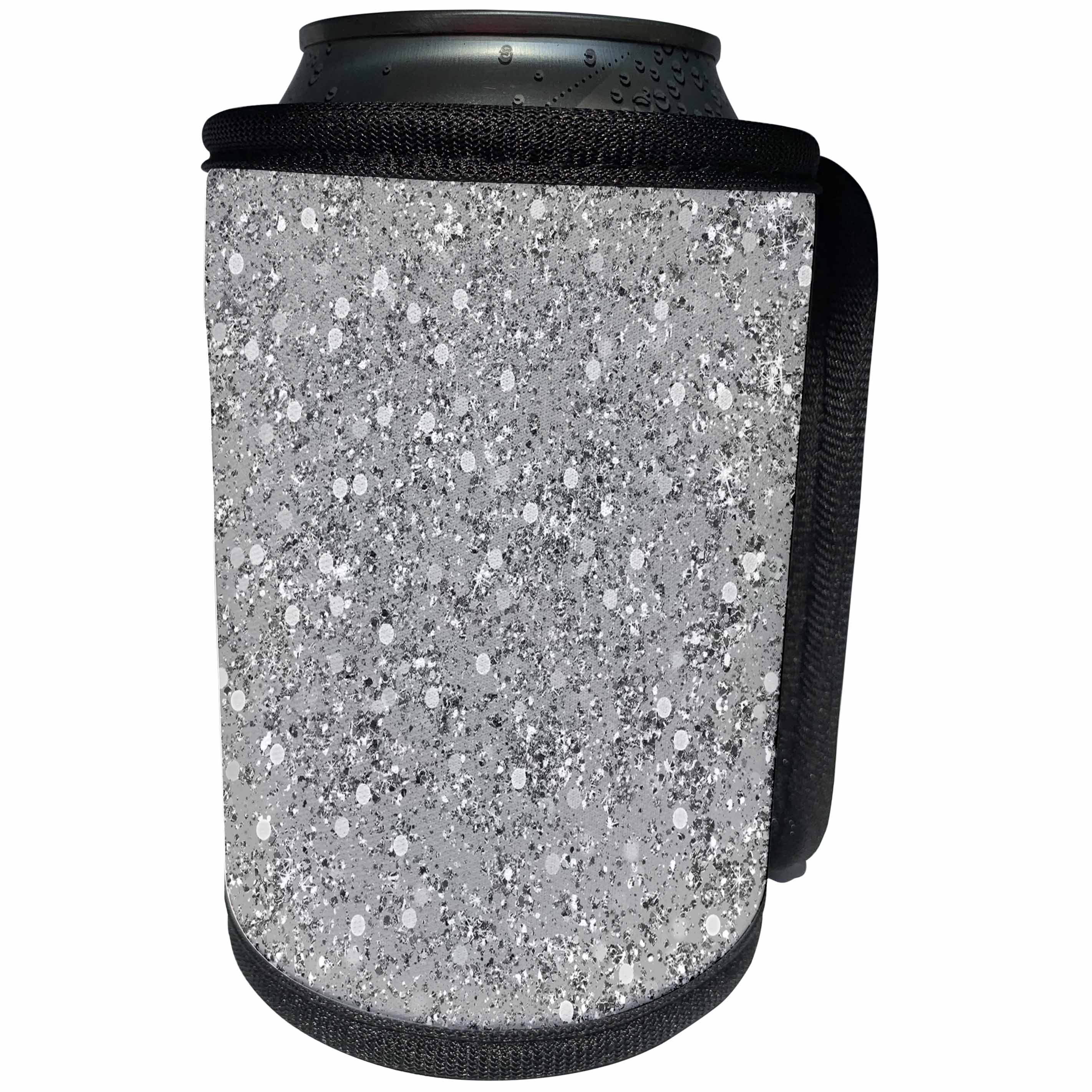 3dRose PS Chic - Grey Silver Image of Glitter Glitz - Can Cooler Bottle Wrap (cc_265720)