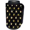 3dRose PS Stars - Gold Black Bokeh Confetti Glam Stars - Can Cooler Bottle Wrap (cc_265724)
