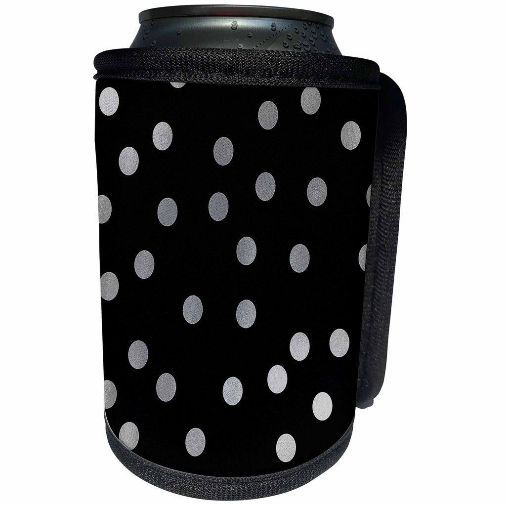 3dRose PS Chic - Black Silver Confetti - Can Cooler Bottle Wrap (cc_265726)