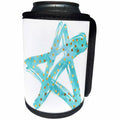 3dRose PS Stars - Aqua Gold Confetti Star - Can Cooler Bottle Wrap (cc_265731)