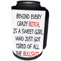 3dRose Xander funny quotes - Behind every crazy bitch is a sweet girl who is just tired of bullshit - Can Cooler Bottle Wrap (cc_265847)