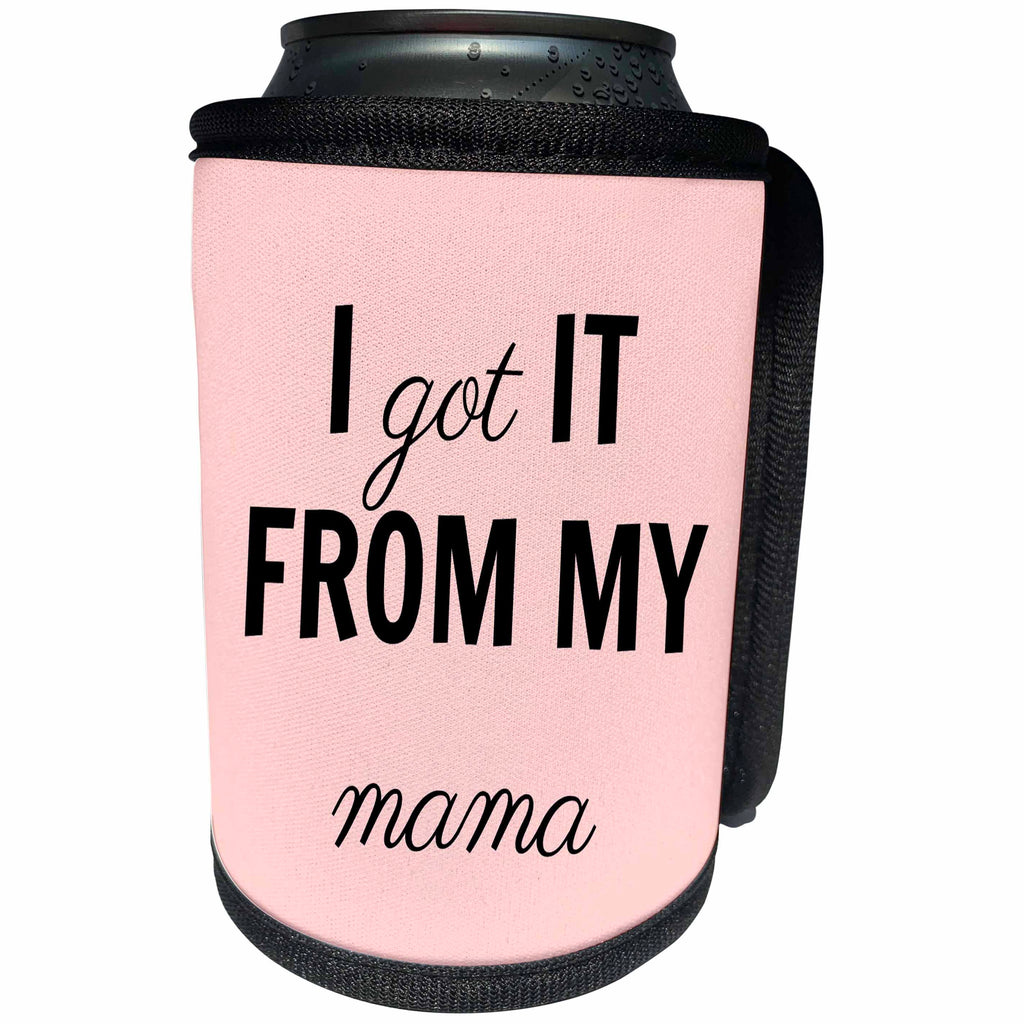 3dRose Xander funny quotes - I got it from my mama, black lettering - Can Cooler Bottle Wrap (cc_265857)
