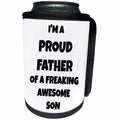 3dRose Xander funny quotes - Im the proud father of a freaking awesome son, black lettering - Can Cooler Bottle Wrap (cc_265865)