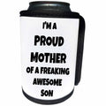3dRose Xander funny quotes - Im the proud mother of a freaking awesome son, black lettering - Can Cooler Bottle Wrap (cc_265866)