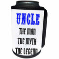 3dRose Xander funny quotes - Uncle, the man the myth the legend, blue and black lettering - Can Cooler Bottle Wrap (cc_265879)