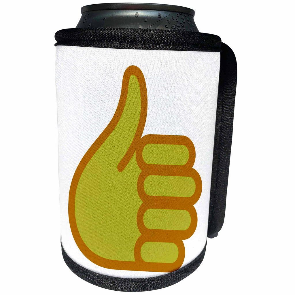 3dRose Thumbs up, yellow hand on a white background - Can Cooler Bottle Wrap (cc_265888)