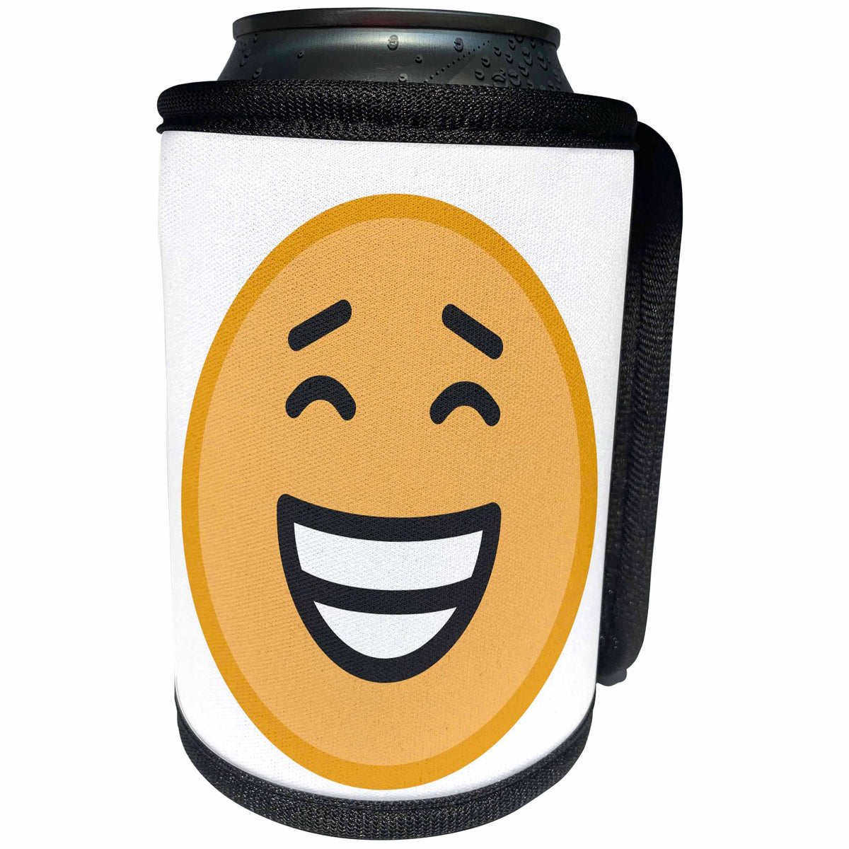 3dRose Happy face, picture of happy face on white background - Can Cooler Bottle Wrap (cc_265895)