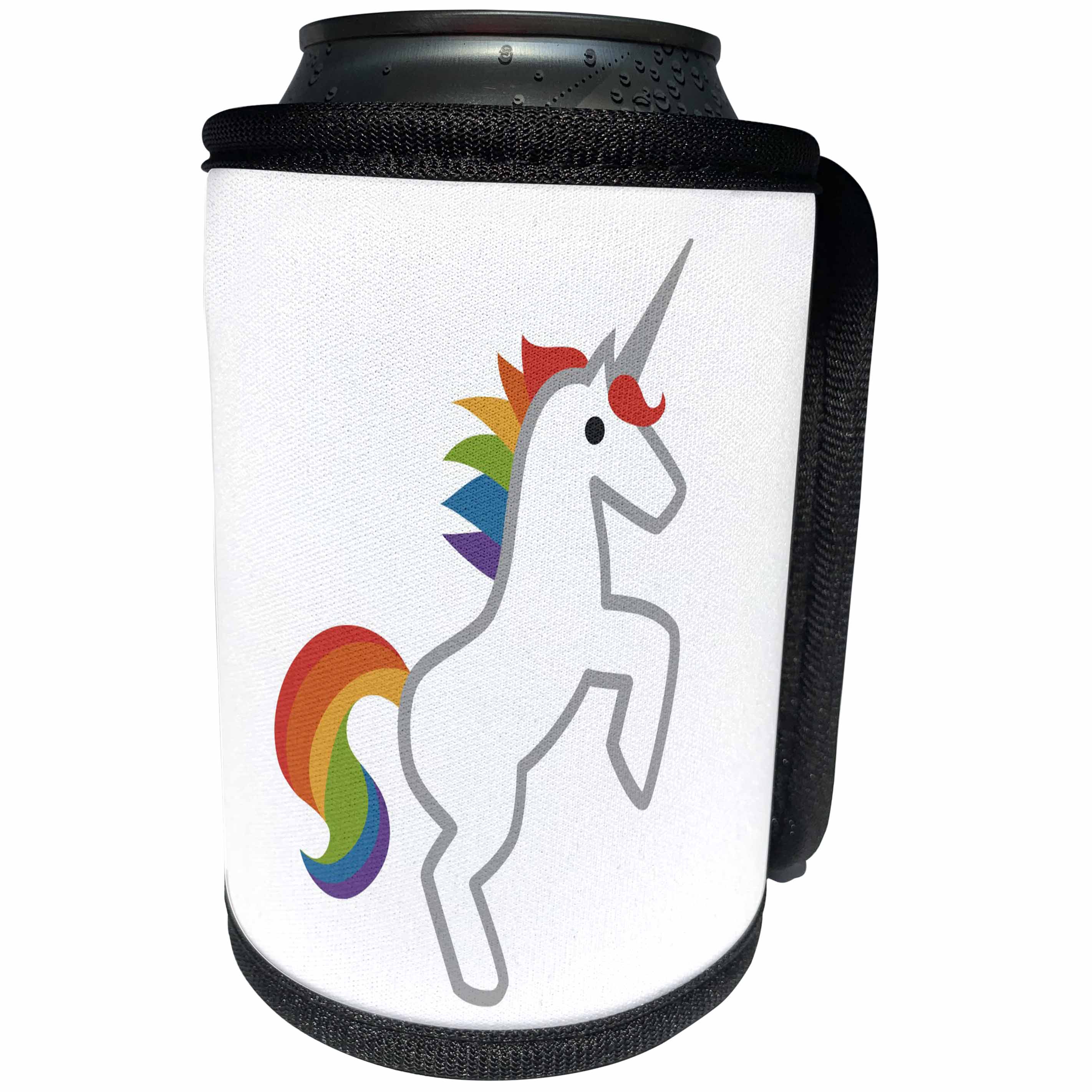 3dRose Xander inspirational images - Unicorn, picture of a rainbow unicorn on a white background - Can Cooler Bottle Wrap (cc_265897)