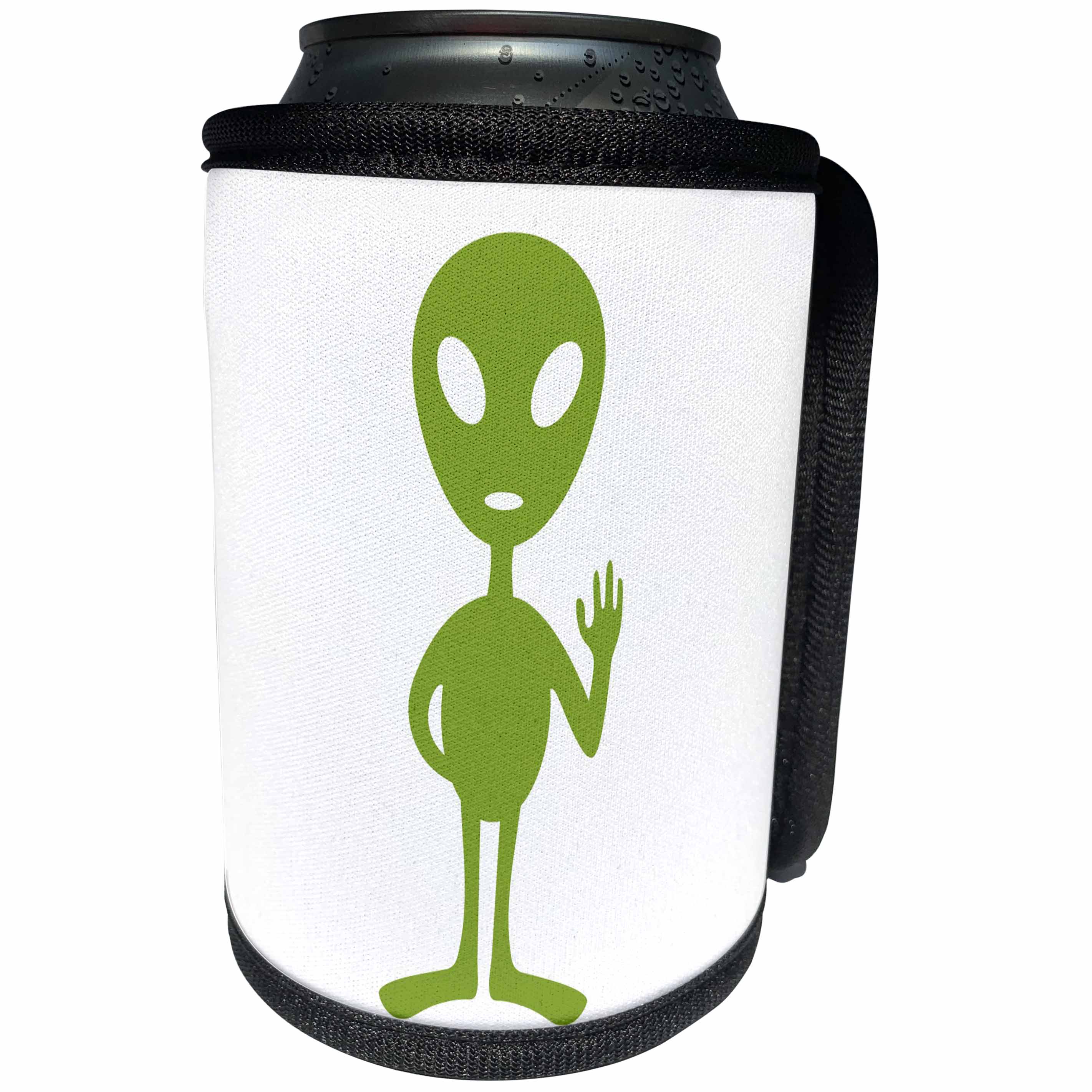 3dRose Xander funny quotes - Alien, picture of a green alien on a white background - Can Cooler Bottle Wrap (cc_265901)