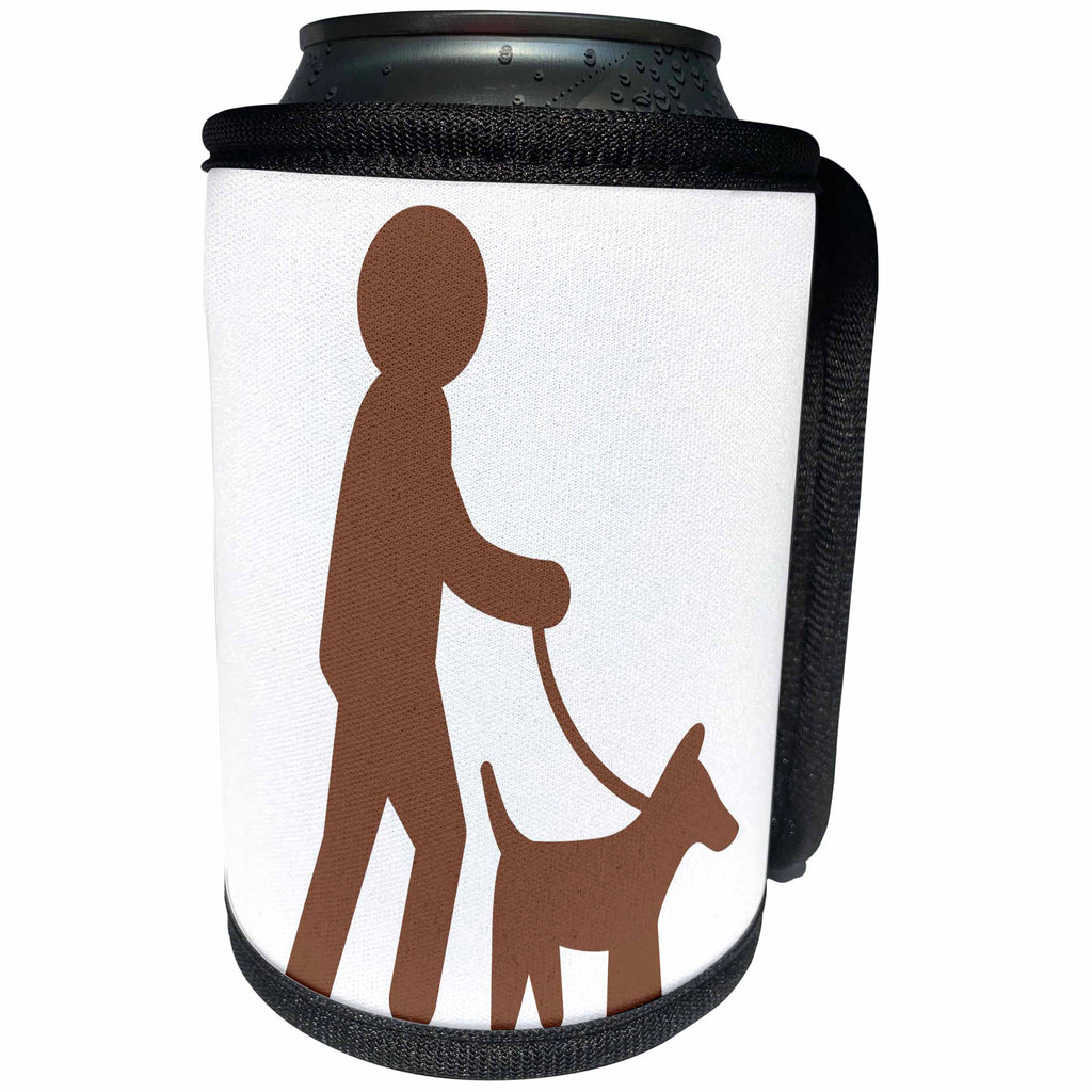 3dRose Xander inspirational images - Dog walker, picture of a man walking a dog on a white background - Can Cooler Bottle Wrap (cc_265903)