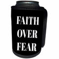 3dRose Xander inspirational quotes - Faith over fear, white letters on a black background - Can Cooler Bottle Wrap (cc_265910)