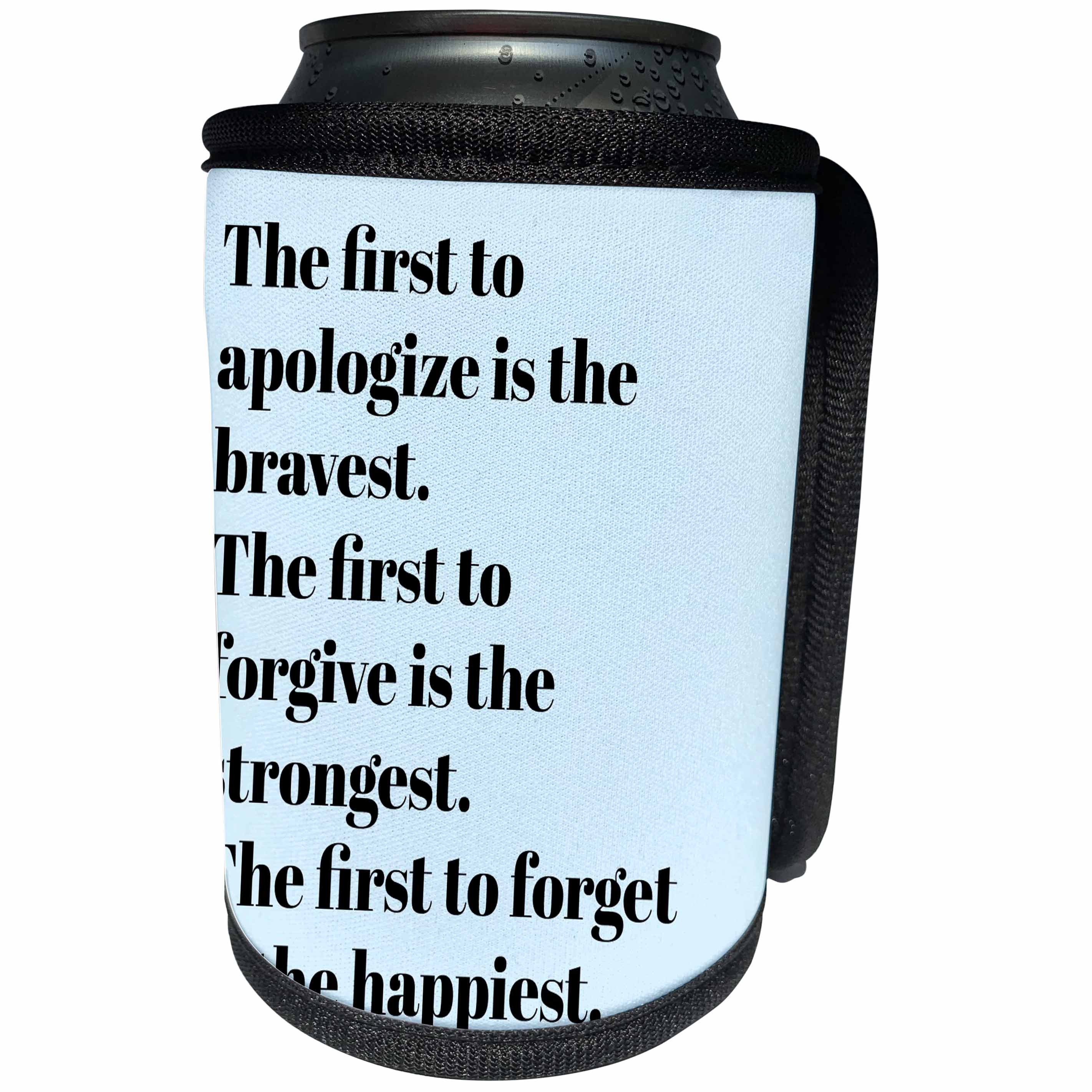 3dRose Xander inspirational quotes - Apologize, forgive, forget, black lettering on a blue background - Can Cooler Bottle Wrap (cc_265915)