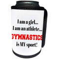 3dRose Xander inspirational quotes - I am a girl, I am an athlete, gymnastics is my sport, black red letters - Can Cooler Bottle Wrap (cc_265927)