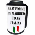 3dRose Xander funny quotes - Pray for me Im married to an Italian, picture of an Italian flag - Can Cooler Bottle Wrap (cc_265941)