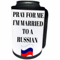3dRose Xander funny quotes - Pray for me Im married to a Russian, picture of Russian flag - Can Cooler Bottle Wrap (cc_265948)