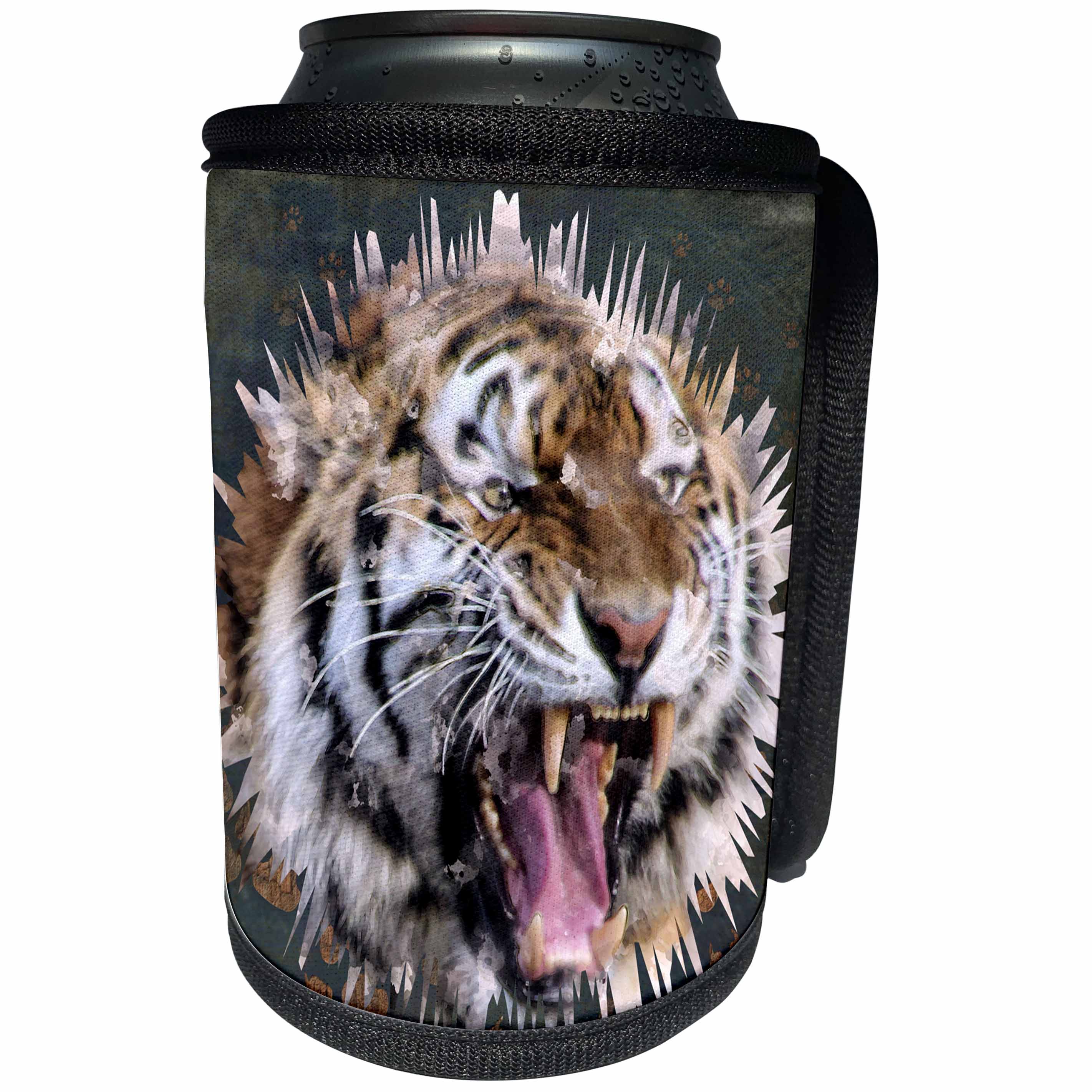 3dRose Wild Cats - Jungle Tiger Digitally rendered and enhanced art - Can Cooler Bottle Wrap (cc_265955)