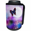 3dRose Fantasy - Fantasy Butterfly and Full Moon over a beautiful purple and blue lake - Can Cooler Bottle Wrap (cc_265956)