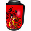 3dRose Ethnic - Japanese Geisha Girl in Red with and Gold Accents - Can Cooler Bottle Wrap (cc_265964)