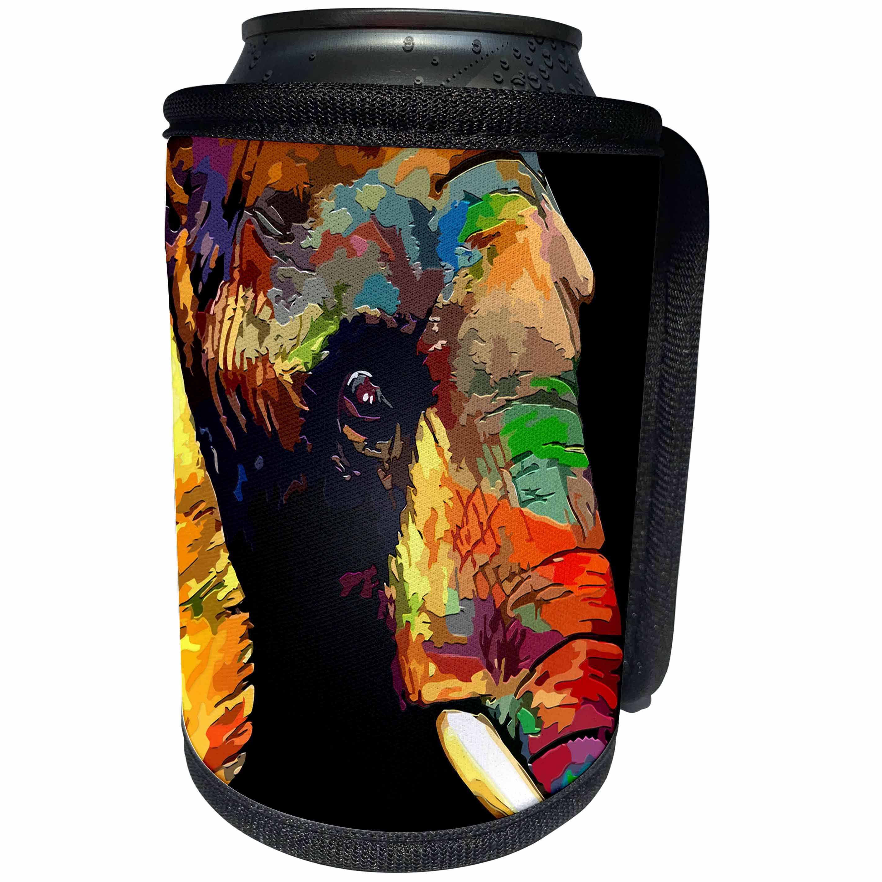 3dRose Elephants - Abstract elephant art with beautiful natural colors - Can Cooler Bottle Wrap (cc_265968)