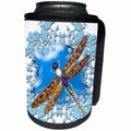 3dRose Fantasy - Dragonfly with patterned bronze wings, blue clouds - Can Cooler Bottle Wrap (cc_265969)