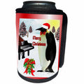 3dRose SmudgeArt All Things Christmas - Emperor Penguin With Piano Merry Christmas - Can Cooler Bottle Wrap (cc_26597)