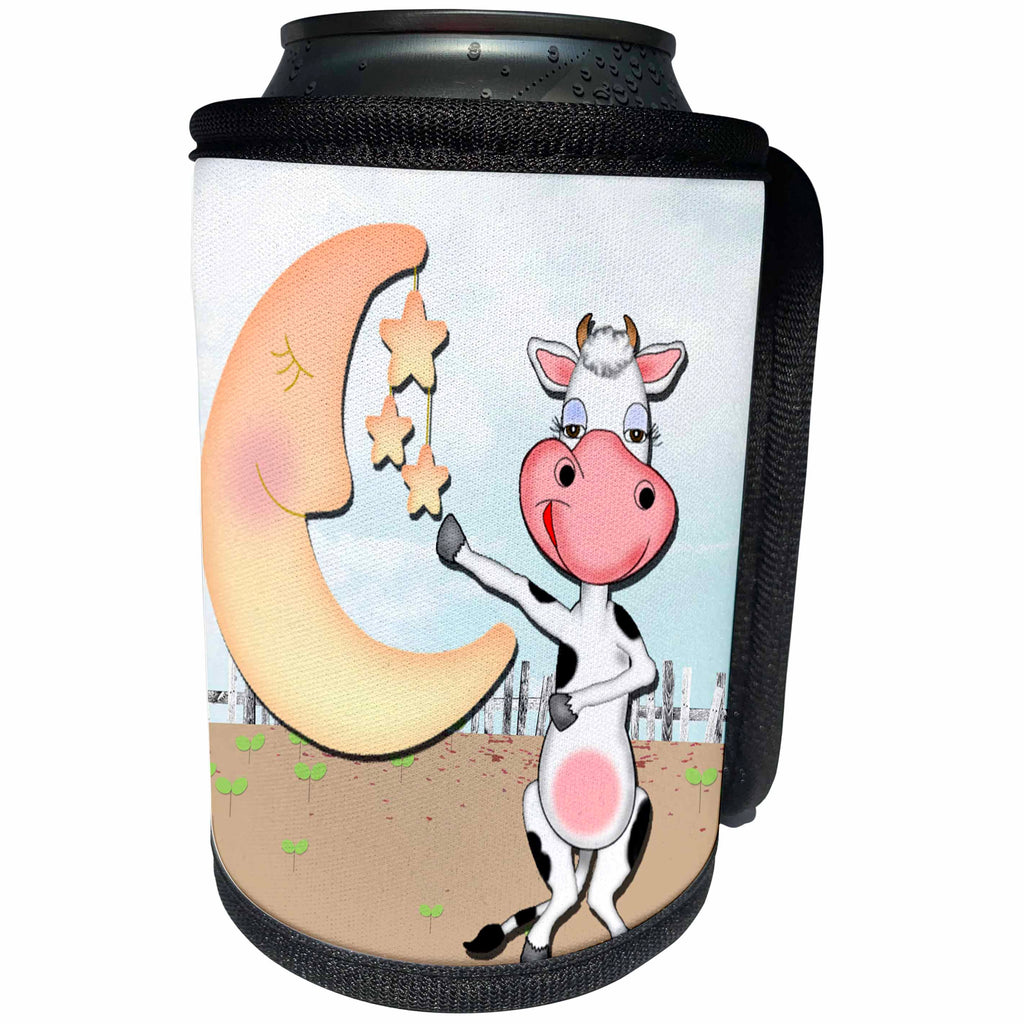 3dRose Humor - Funny Cow and the Moon he Jumped Over Cartoon - Can Cooler Bottle Wrap (cc_265975)