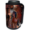 3dRose Horses - Metal grunge background with Stallion Horse Original - Can Cooler Bottle Wrap (cc_265978)