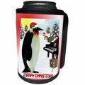 3dRose SmudgeArt All Things Christmas - Emperor Penguin With Piano And Gifts Merry Christmas - Can Cooler Bottle Wrap (cc_26598)