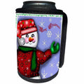 3dRose Dawn Gagnon Photography Holiday Designs - Waving Snowman Merry Christmas Greeting - Can Cooler Bottle Wrap (cc_265984)