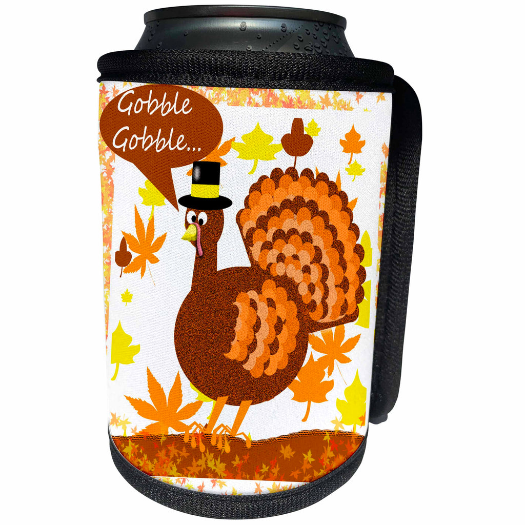 3dRose Dawn Gagnon Photography Holiday Designs - Thanksgiving greeting with Turkey - Can Cooler Bottle Wrap (cc_265987)