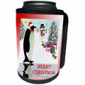 3dRose SmudgeArt All Things Christmas - Emperor Penguin With Snowman Merry Christmas - Can Cooler Bottle Wrap (cc_26599)
