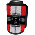 3dRose Dawn Gagnon Photography Holiday Designs - Santa Claus Iconic red suit bearing Merry Christmas greeting - Can Cooler Bottle Wrap (cc_265991)