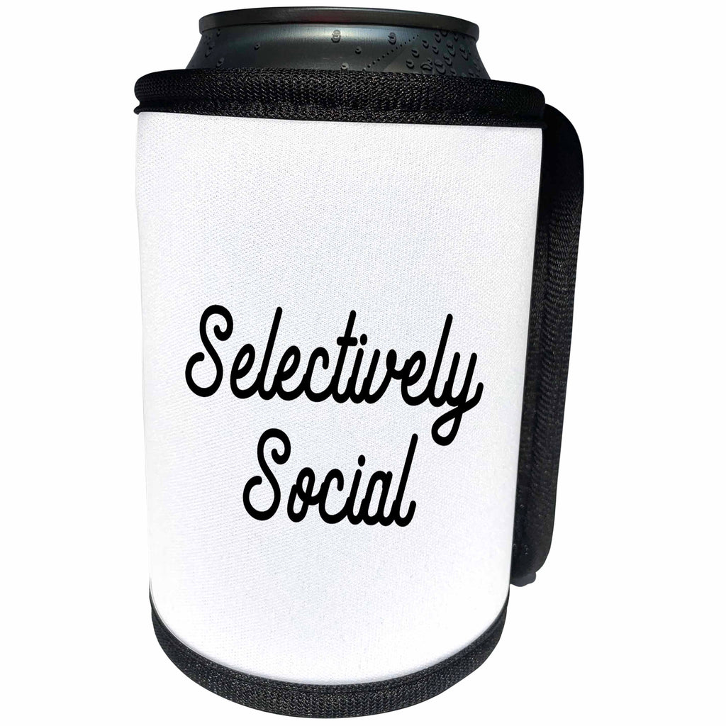 3dRose Tory Anne Collections Quotes - SELECTIVELY SOCIAL - Can Cooler Bottle Wrap (cc_266024)