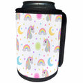 3dRose Janna Salak Designs Fairy Tale - Retro Unicorn Sun Moon and Stars Print - Can Cooler Bottle Wrap (cc_266101)