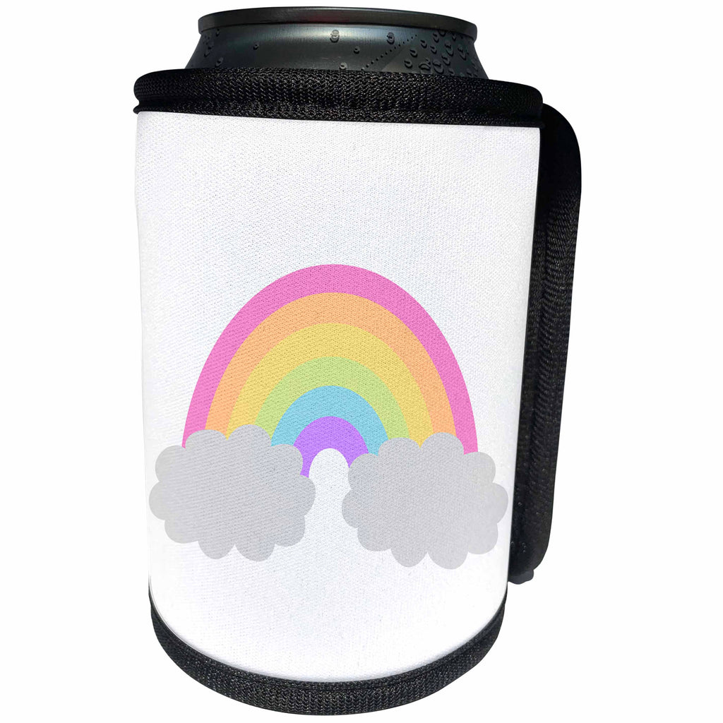 3dRose Janna Salak Designs Fairy Tale - Pastel Rainbow and Clouds - Can Cooler Bottle Wrap (cc_266102)