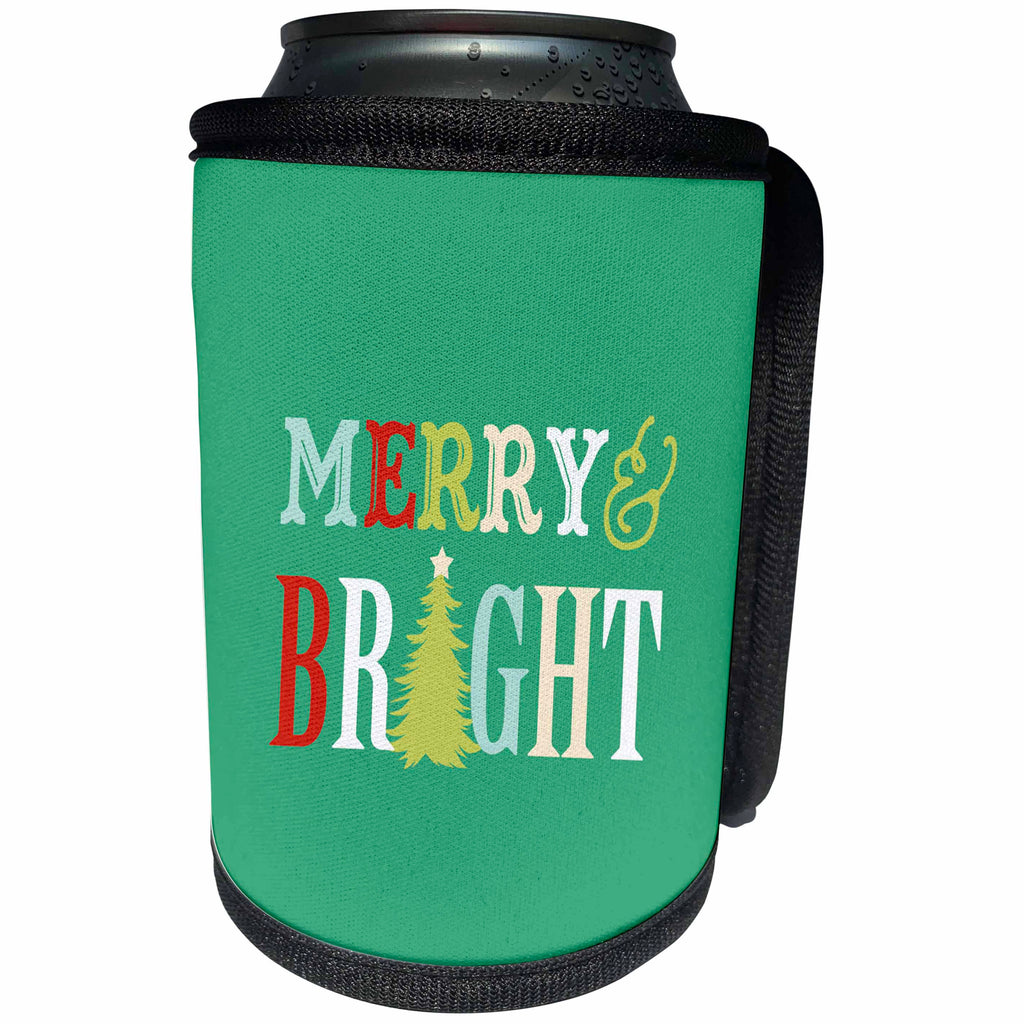 3dRose Janna Salak Designs Christmas - Merry and Bright - Can Cooler Bottle Wrap (cc_266107)